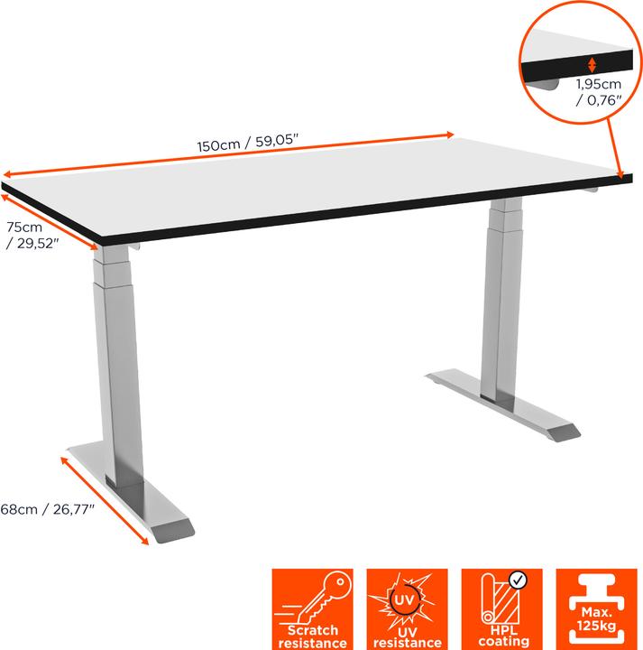 Productafbeelding Celexon Elektrisch in hoogte verstelbaar bureau Professional eAdjust-58123 - wit, incl. HPL Tis
