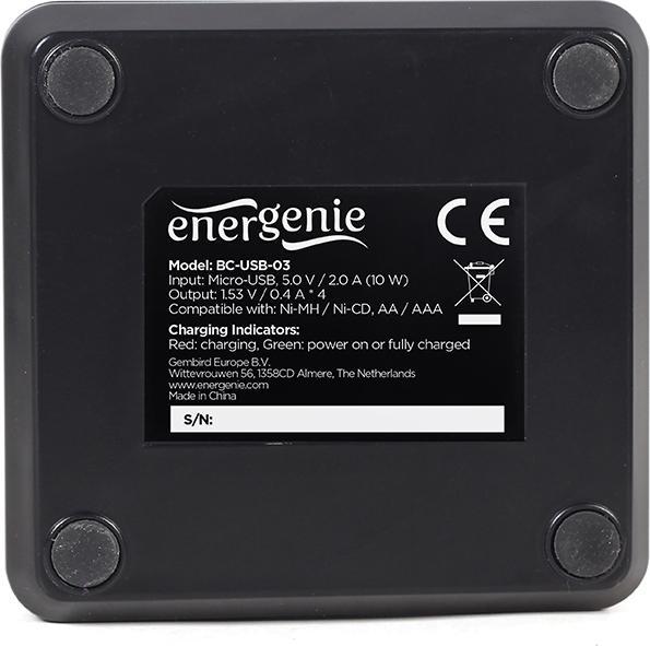 Image du produit Gembird Chargeur de piles USB ENERGENIE pour piles AA/AAA Noir (AA, AAA)