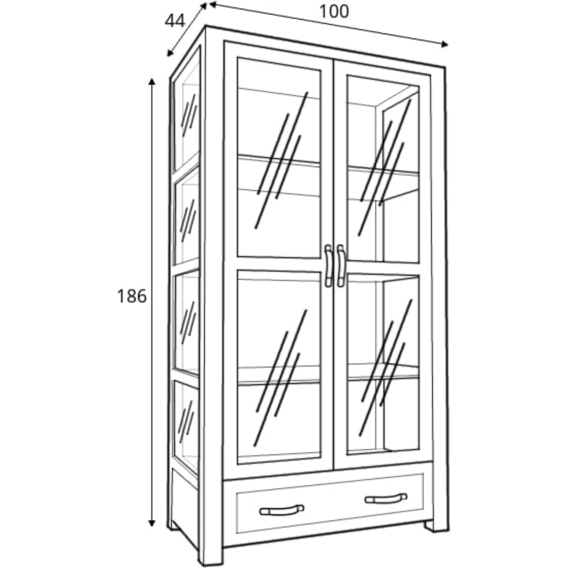 Thumbnail - Konsimo, Vitrine + Buffetschrank, Rabo (100 x 186 x 44 cm)
