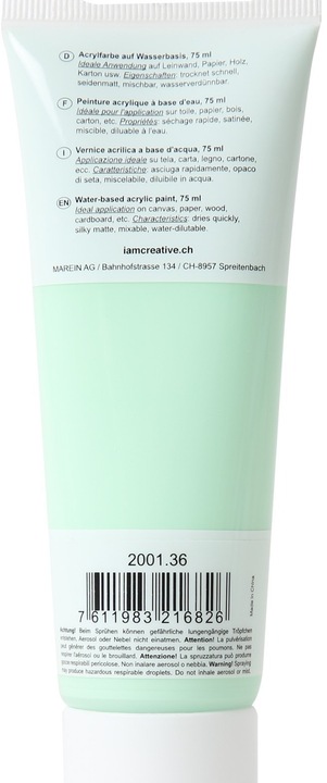 Produktbild I Am Creative Basic Acryl, Acrylfarbe auf Wasserbasis, 75 ml (Pastellgrün, 75 ml)