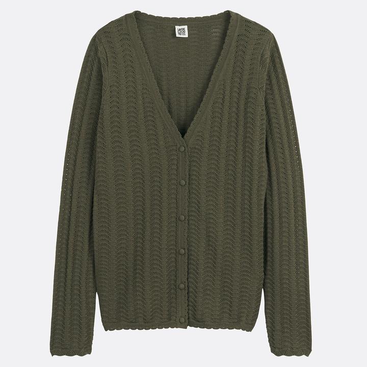 Actual product image La Redoute Collections Feinstrickcardigan mit V-Ausschnitt und Knopfverschluss (L)