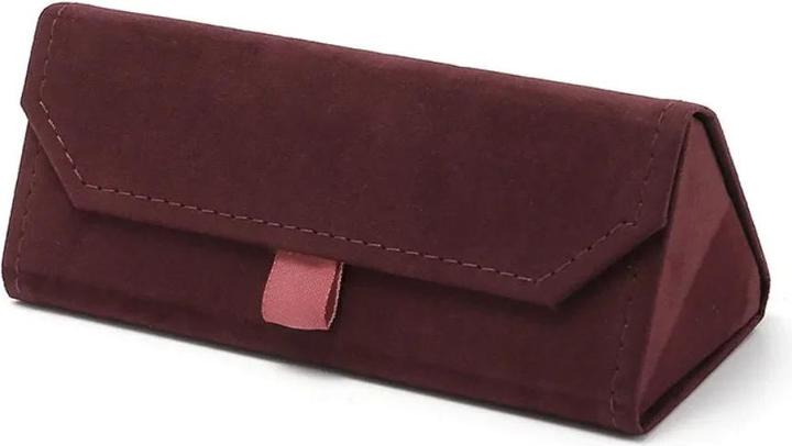 Only-Bags.Store Velvet triangle folding glasses case Elegant sunglasses case soft noble reading glasses box Eyewear