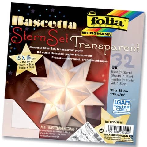 Produktbild Folia Faltblätter Bascetta-Stern midi weiss (115 g/m², 32 x)