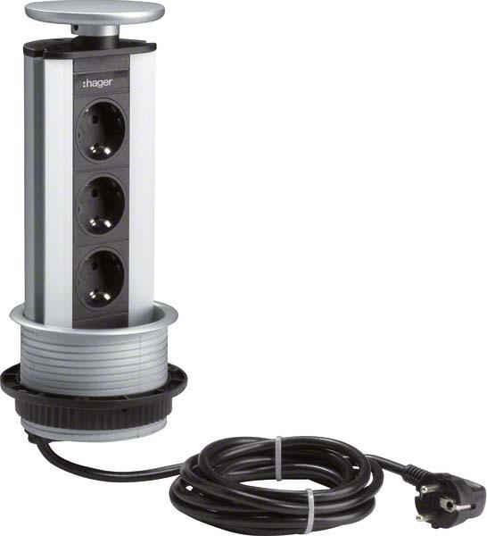Produktbild Hager TEH G7043 LAN Einbauanschlusseinheit Tischmontage 3 Schuko