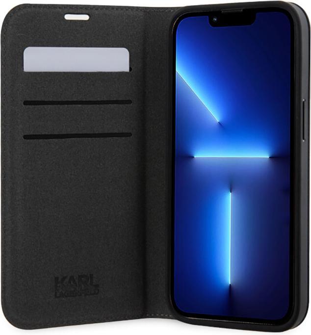 Actual product image Karl Lagerfeld iPhone 14 Pro Max 6.7 Saffiano Monogram bookcase (Apple iPhone 14 Pro Max)