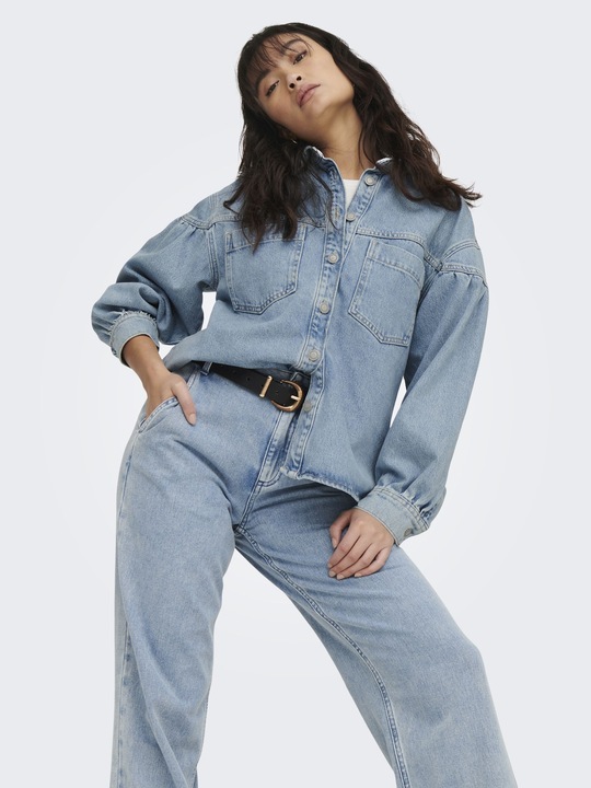Actual product image Only Fly-away collar cuffs with button jacket denim jacket (XL)