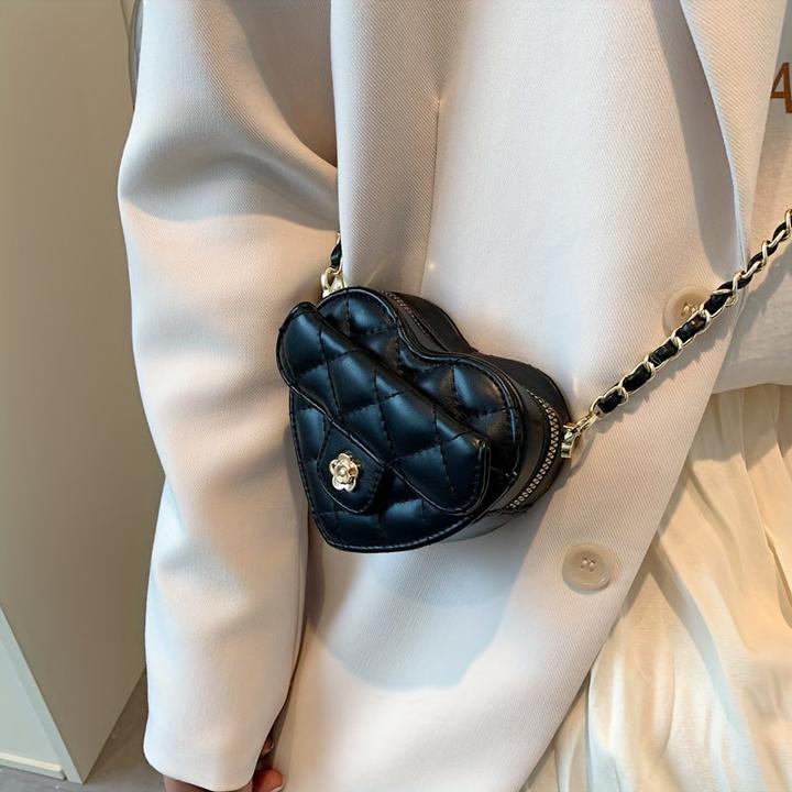 Immagine prodotto Only-Bags.Store Mini borsa a tracolla a forma di cuore, borsa in pelle PU ricamata alla moda, accessorio carino e