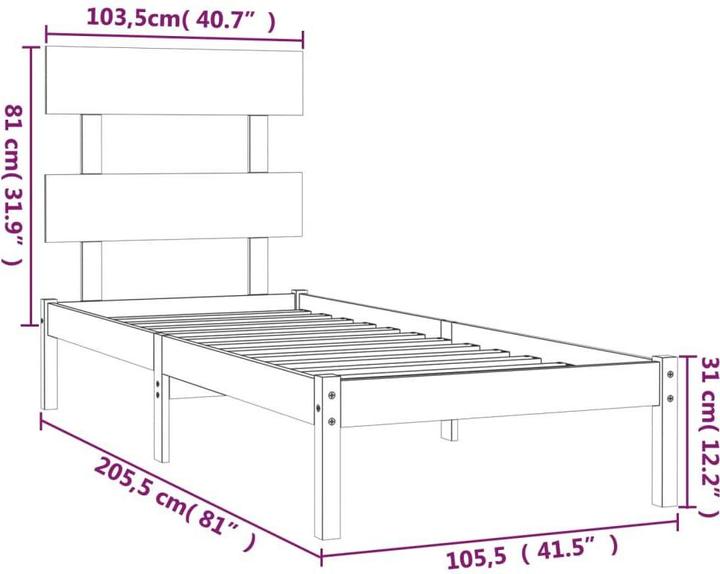 Produktbild vidaXL Bettrahmen (100 x 200 cm)