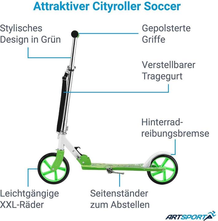 Produktbild Juskys Cityroller Scooter mit XXL Rädern, Fussständer Hinterradreibungsbremse