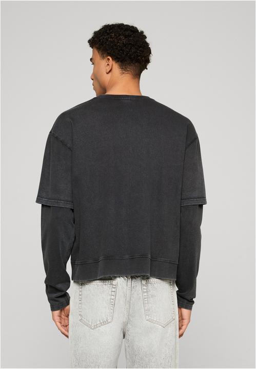 Produktbild Urban Classics Washed Double Layered Longsleeve black S (S)