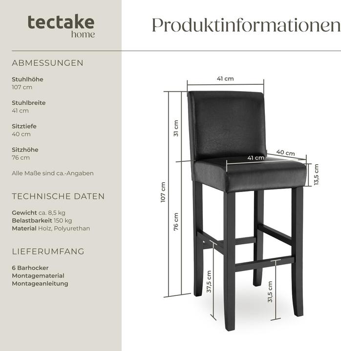 Image du produit tectake Chaise de bar
