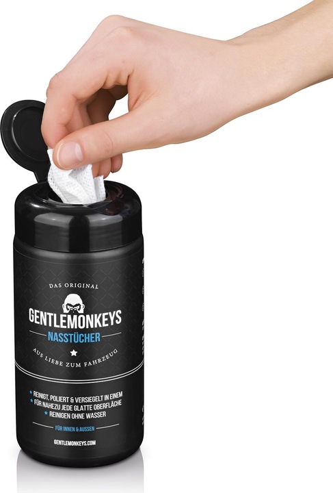 Produktbild Die Höhle der Löwen Gentle Monkeys Fahrzeugreiniger Nasstücher 20er-Set + Mikrofasertuch (300 ml)