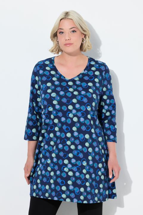 Produktbild Ulla Popken Longshirt, Punkte, A-Linie, V-Ausschnitt, 3/4-Arm (50, 52)