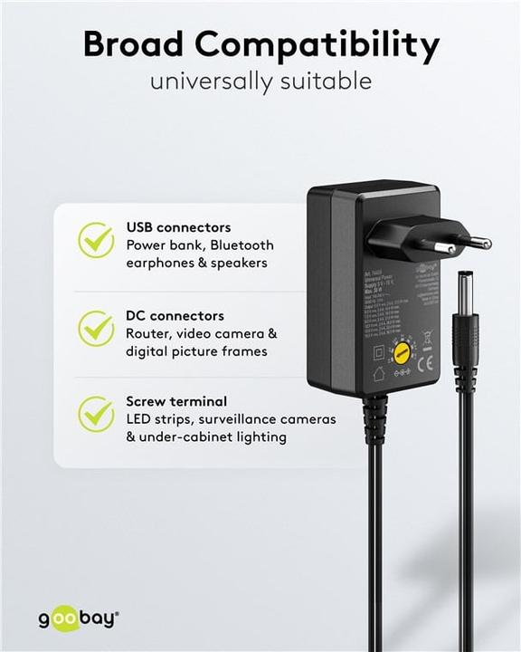 Actual product image Goobay Universal power supply unit 36 W