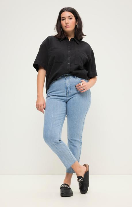 Immagine prodotto Studio Untold Mom jeans con taglio a vita alta, righe di applicazioni brillanti e cinque tasche (50)
