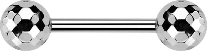 Actual product image Star Piercing Threadless barbell silver with two disco balls silver (without brass, Titanium)