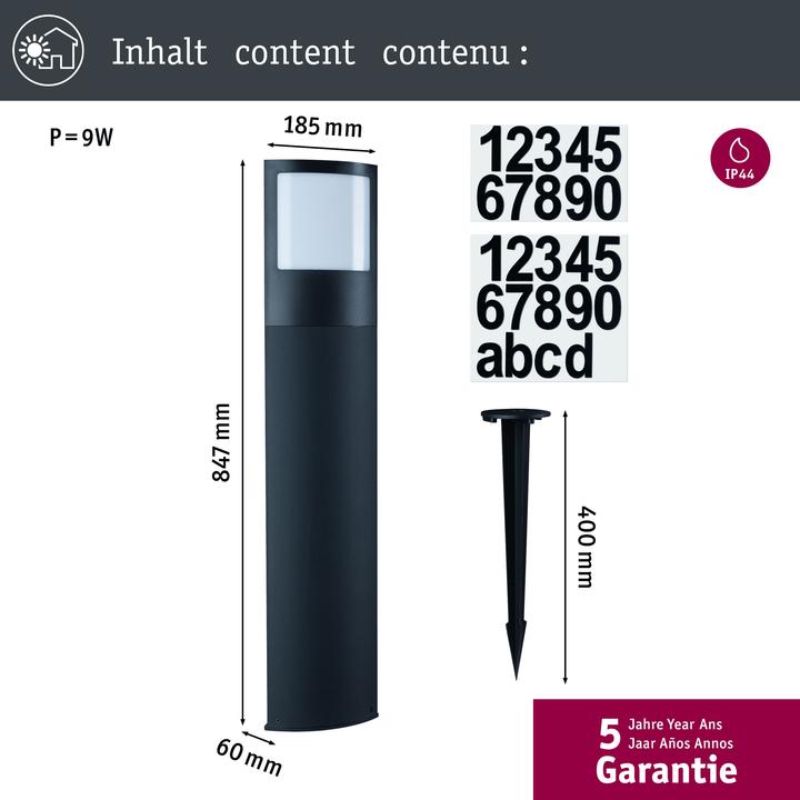 Image du produit Paulmann Borne d'éclairage Padea (1200 lm, IP44)