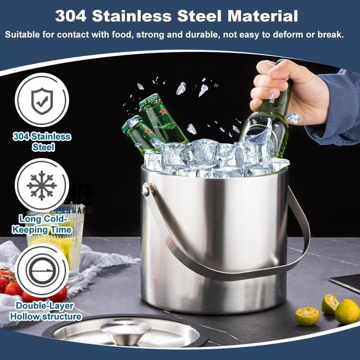 Immagine prodotto Sltaxar Doppelwandiger Eiskübel mit Deckel und Sieb (3L)