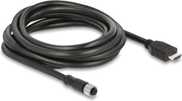 Produktbild Delock M12 Kabel A-kodiert 17 Pin Buchse zu HDMI Stecker 3 m schwarz (3 m)