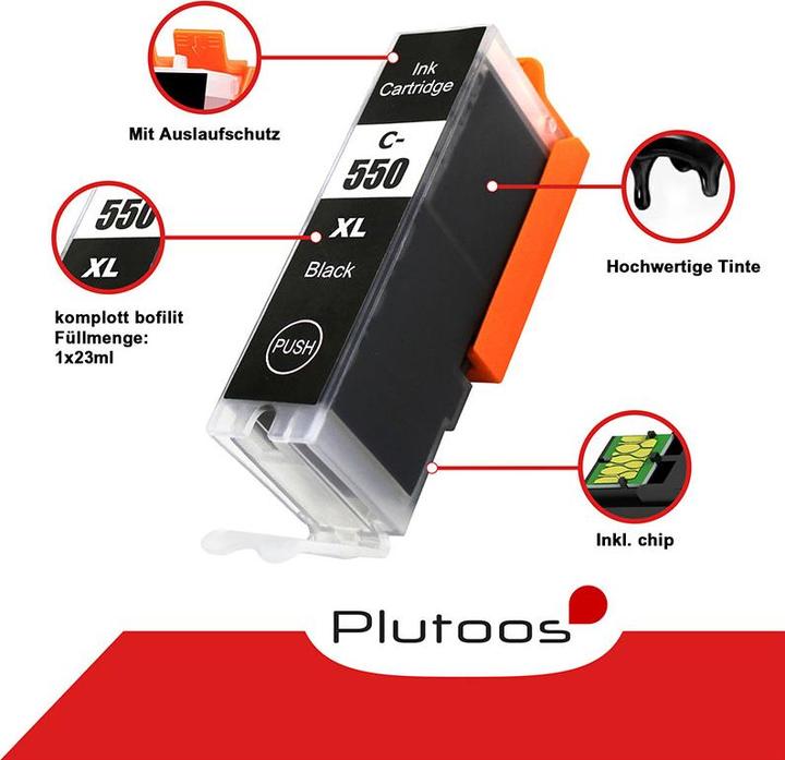 Image du produit Plutoos Cartouche Canon PGI-550 CLI-551 XXL compatible, jeu de 5 couleurs (M, C, Y, CF, PBK)