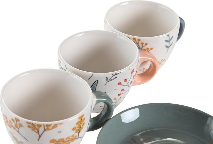 Produktbild DKD Home Decor Satz mit Tassen- und Tellern 90 ml 11 x 11 x 2 cm (3 Stück) (90 ml, 3 x)