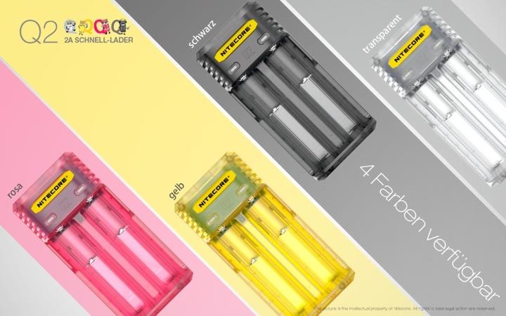 Productafbeelding Nitecore Q2 - Schnelladegerät für Li-Ion Akkus, 2 Schachtlader - 4 Farben zur Auswahl (Lader zonder batterij)