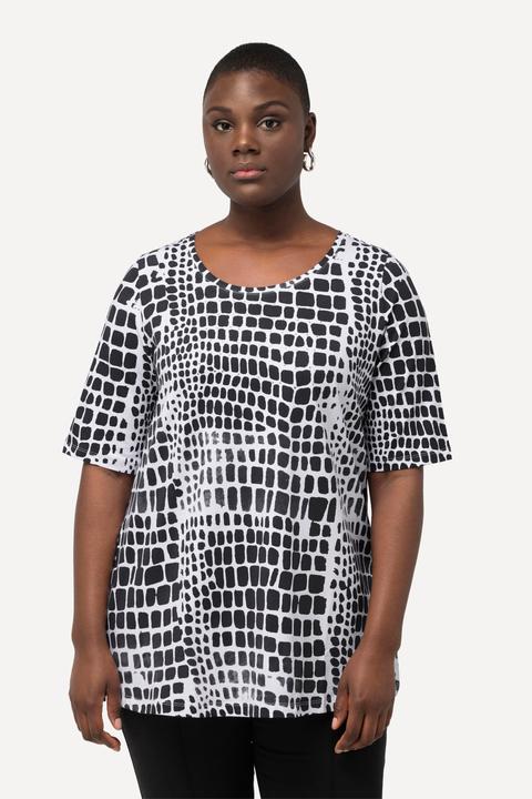 Immagine prodotto Ulla Popken T-shirt in cotone Pima con applicazioni, scollo a girocollo e mezze maniche (42, 44)
