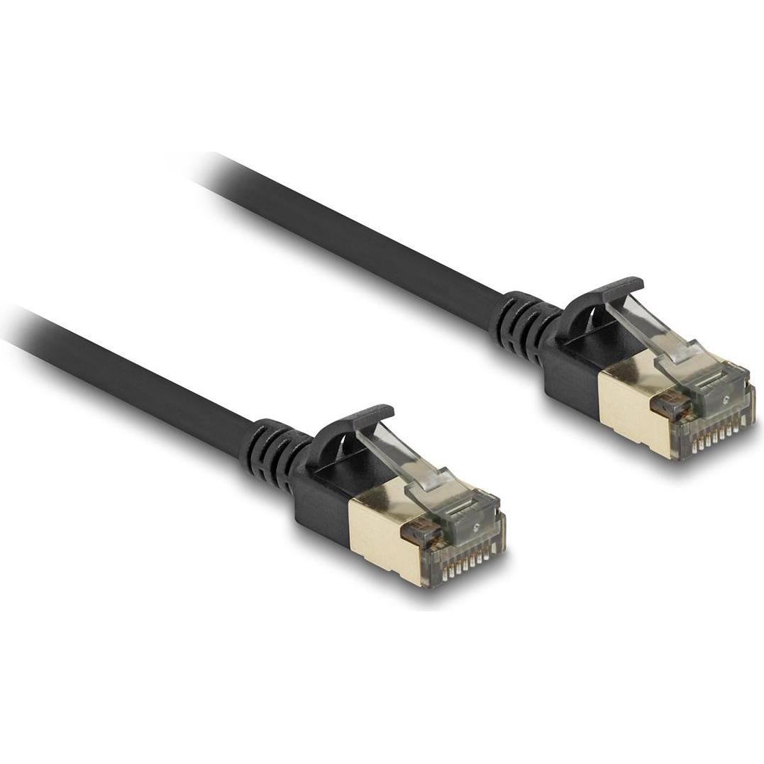 Delock RJ45 Netzwerkkabel Cat.8.1 F/FTP Slim Pro 5 m schwarz (F/FTP, CAT8.1, 5 m), Netzwerkkabel