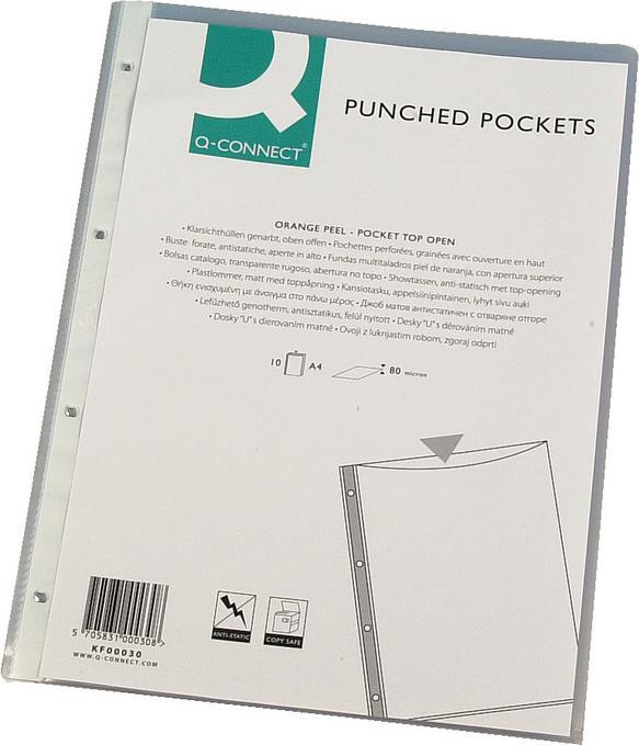 Actual product image Q-Connect Pointing book pockets, grained, anti-glare foil (A4, 10x)