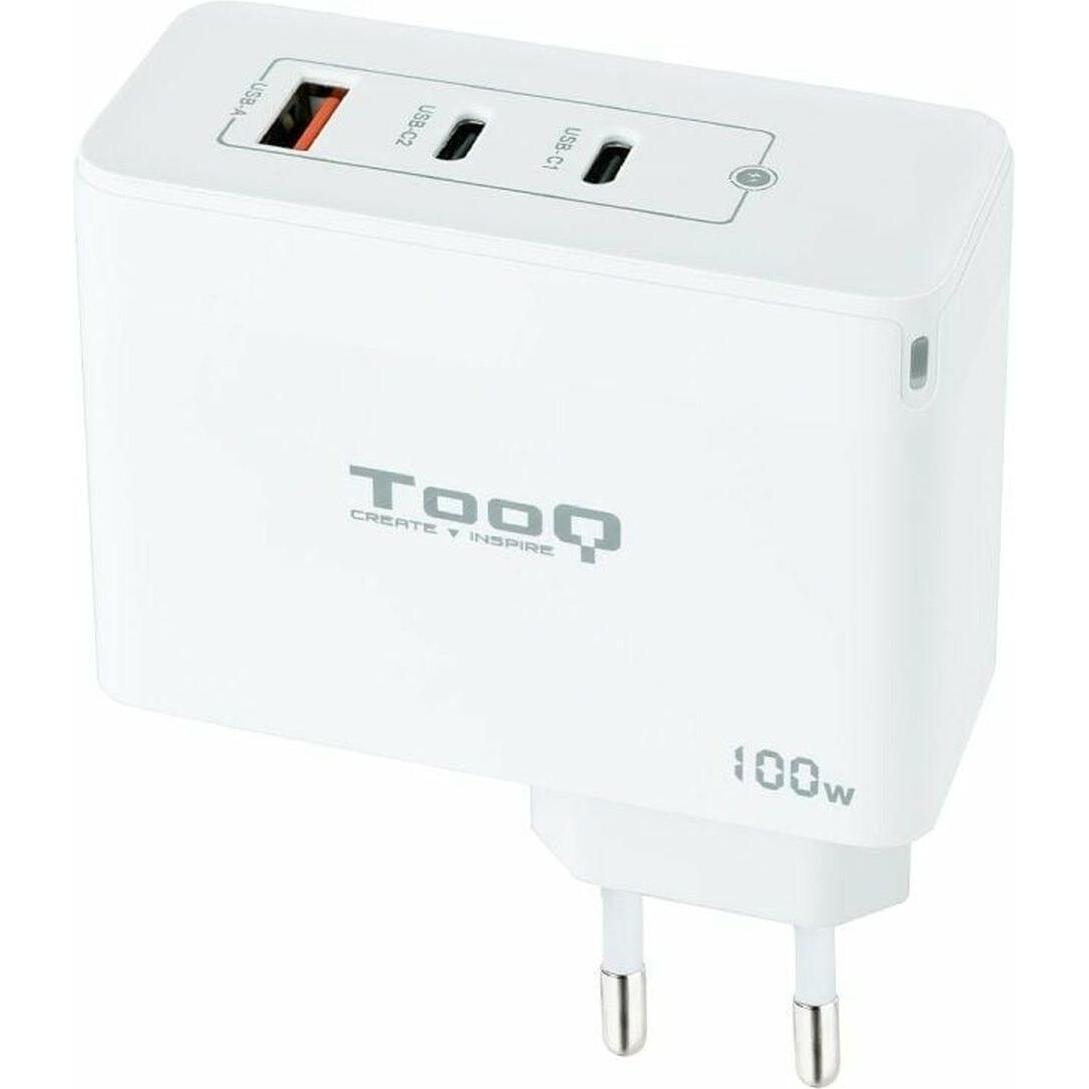 Tooq Technology CARGADOR DE PARED GaN 2xUSB-C/PD USB-A/QC 100W (100 W), Caricatore USB, Bianco