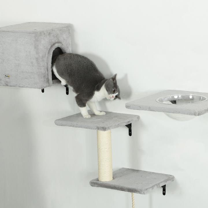 Produktbild PawHut Kletterwand Set (Grau+Cremeweiss)