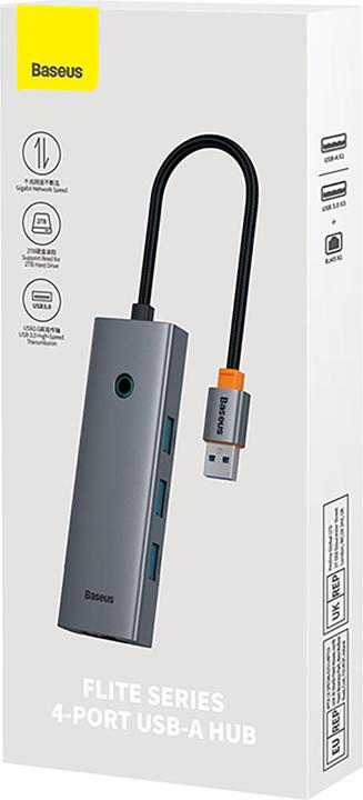 Produktbild Baseus 4in1 Hub UltraJoy USB-A to USB 3.0 RJ45 (space grey) (USB-A, 4 Ports)