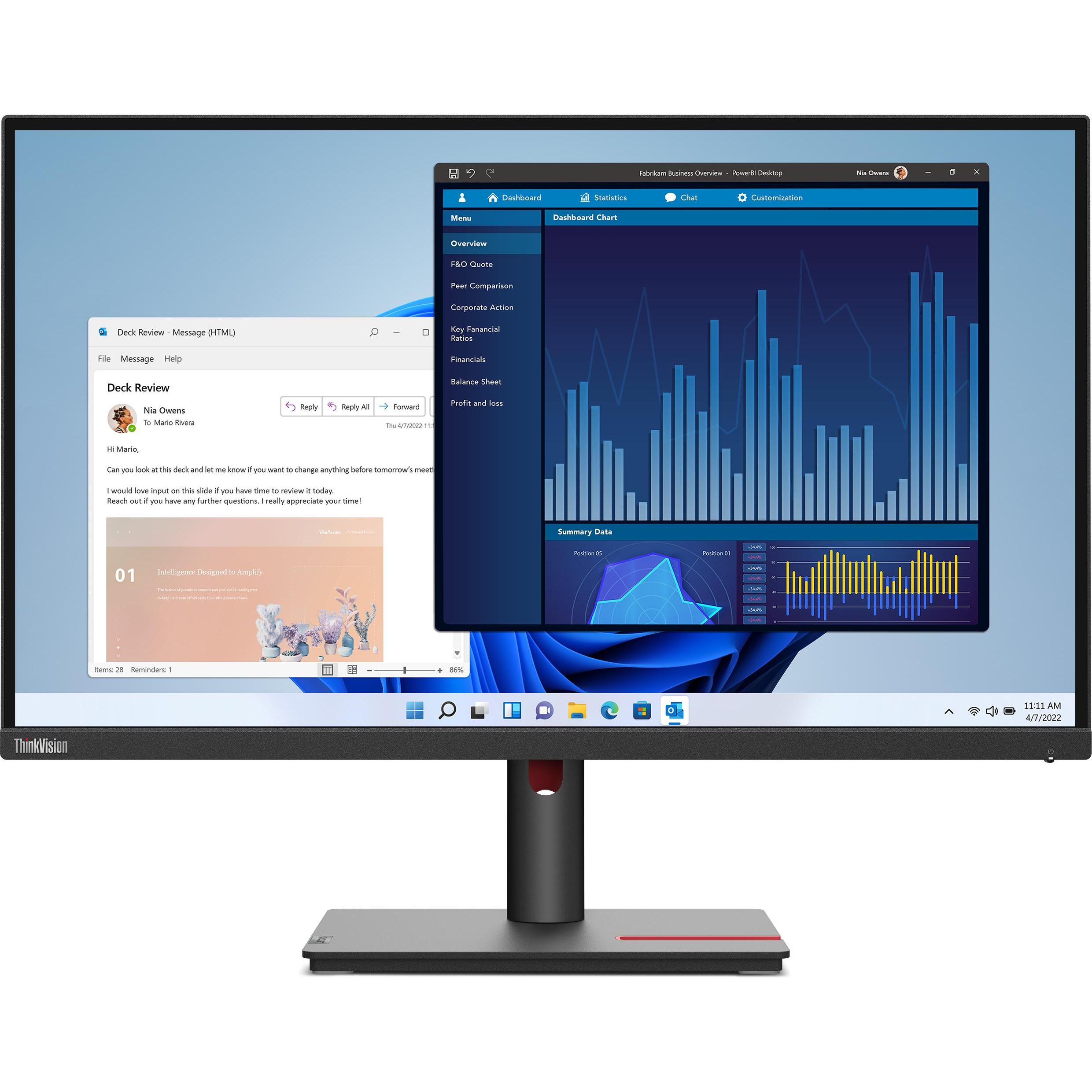Lenovo T27p-30 (3840 x 2160 Pixel, 27"), Monitor, Schwarz