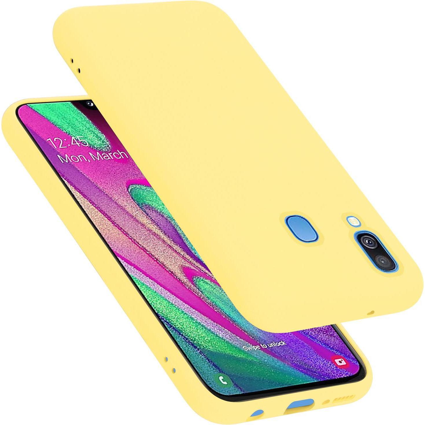 Cadorabo TPU Liquid Silicone Case Cover (Samsung Galaxy A40), Smartphone Hülle, Gelb
