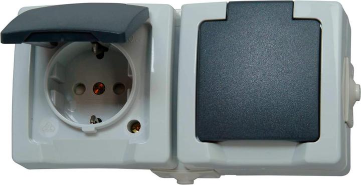 Actual product image Kopp Nautic surface-mounted damp-proof double socket outlet with hinged cover horizontal
