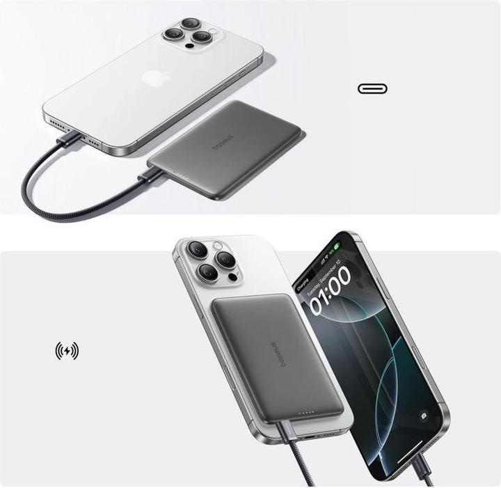 Actual product image Baseus PicoGo AM41, 5000mAh, 20W, PD + FQI, Black (5000 mAh, 20 W)