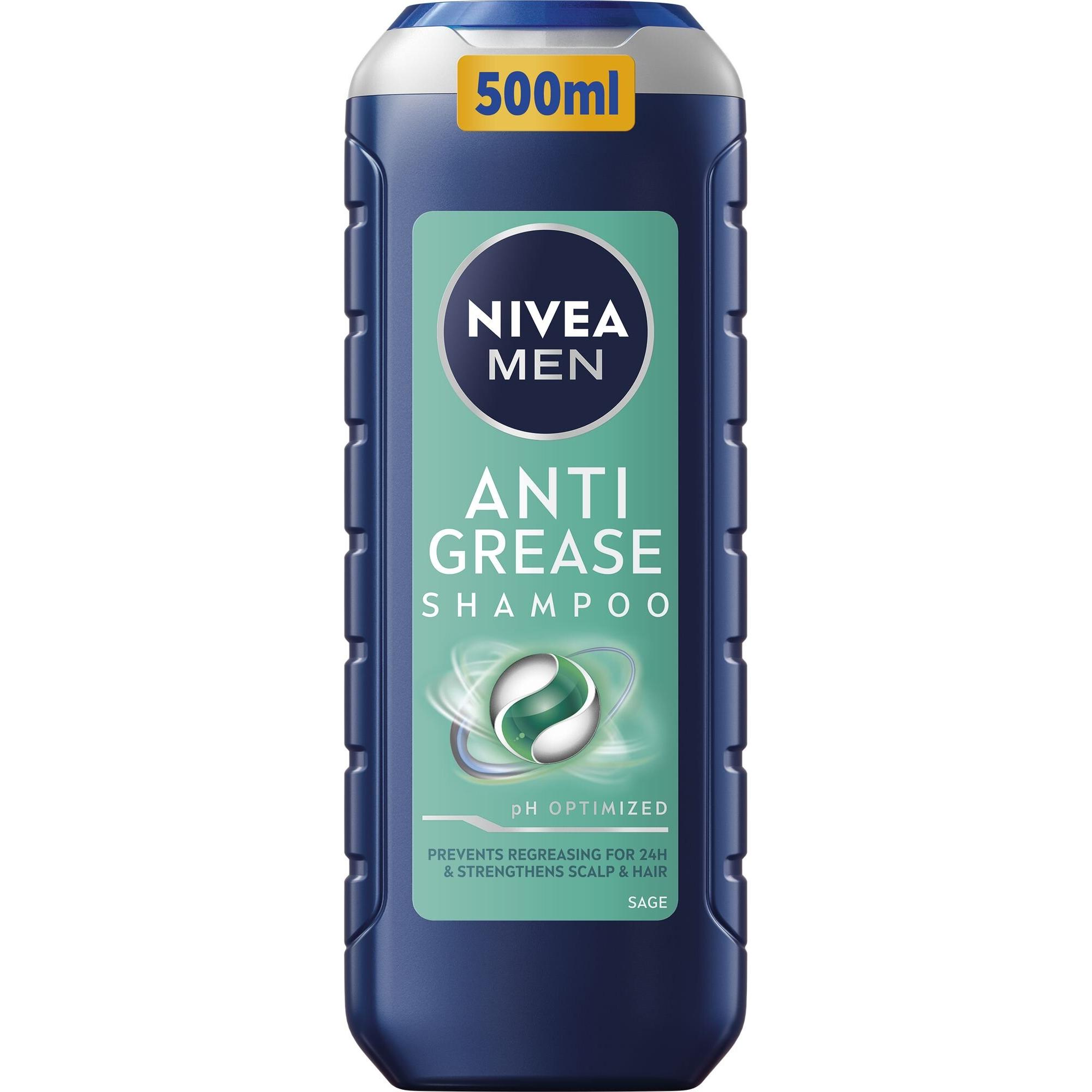 NIVEA, Shampoo, Shampoo mit Salbei für fettiges Haar für Herren (Antifettshampoo) Farbton: 500 ml (500 ml)