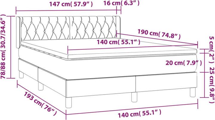 Image du produit vidaXL Boxspringbett (140 x 190 cm)