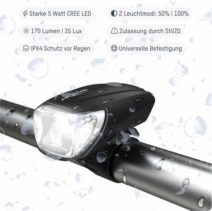 Produktbild Ansmann Fahrradbeleuchtung Fahrradlicht Set Akku Front und Rücklicht (170 lm, 170 lm)