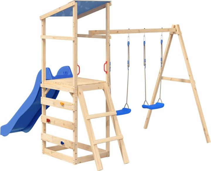 Actual product image vidaXL Swing Seats 2 Pcs with Climbing Stones Blue Polyethene