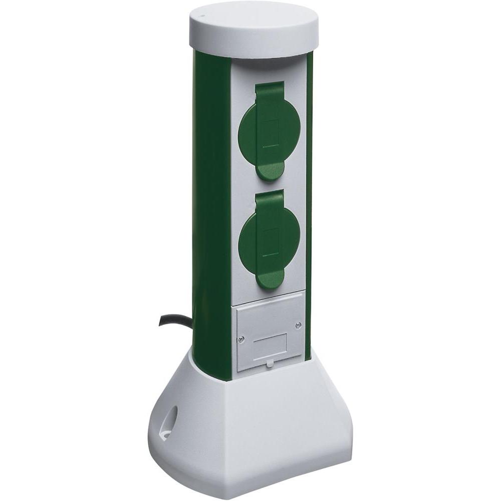 REV, Steckdosenleiste, 0068200021 Gartensteckdose 2fach Grau, Grün (2 x, CEE 7/3, 2 m)