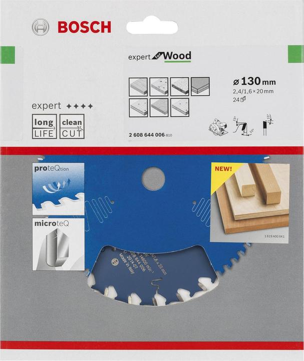 Produktbild Bosch Professional Zubehör Kreissägeblatt Expert for Wood, 130 x 20 x 2,4 mm, 24