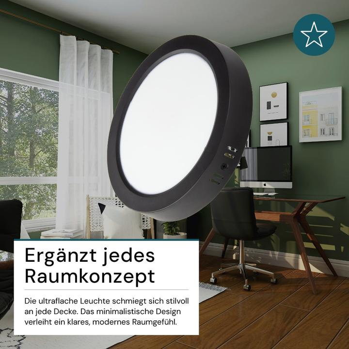 Produktbild Luxula LED-Deckenleuchte, 12W, EEK: F, 1200lm, CCT, IP44, rund, schwarz (1200 lm)