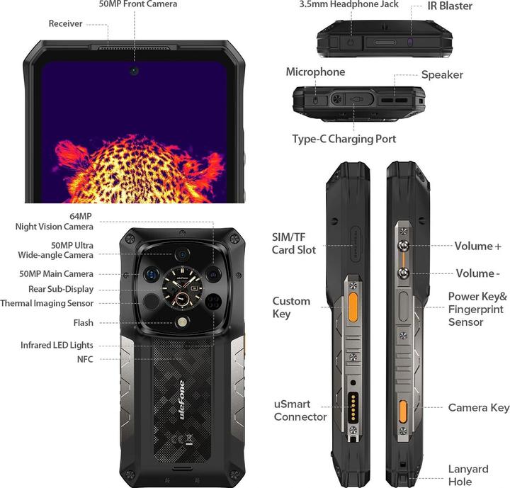 Productafbeelding Ulefone Armor 28 Ultra Thermisch (1000 GB, Zwart, 6.67", Dubbele SIM, 5G)