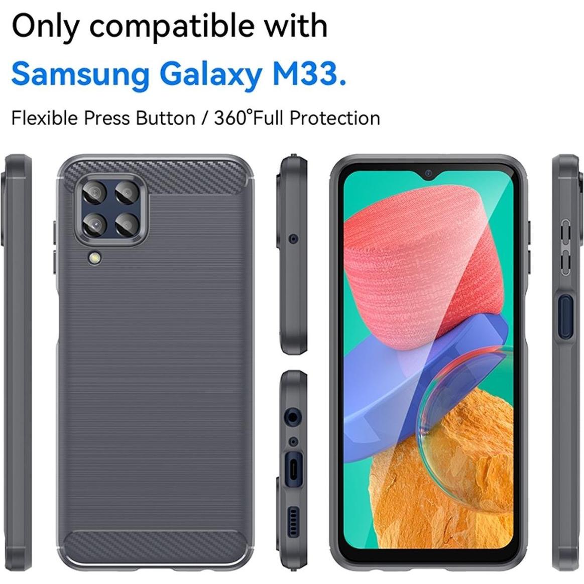 Thumbnail - König Design Hülle Handy Schutz für Xiaomi Sony Samsung Case Cover Bumper Carbon Optik Etuis (Samsung Galaxy M33), Smart...