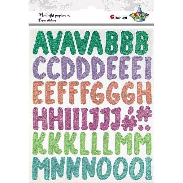 Titanum, Sticker, Alphabet- und Zahlen-Glitzer-Papieraufkleber, 109 Stück