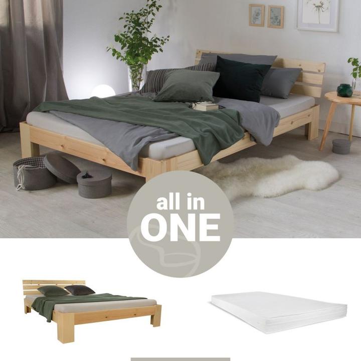 Immagine prodotto Homestyle4u Holzbett mit Matratze & Lattenrost (140 x 200 cm)