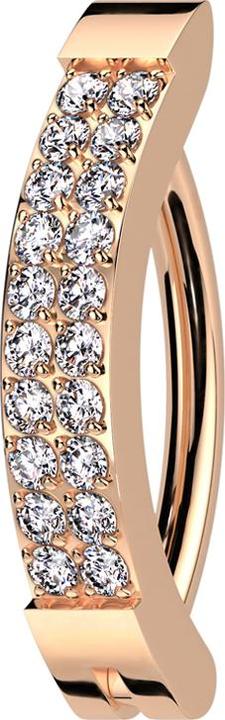 Actual product image Star Piercing Banane klappbar rosegold Schild zwei Reihen Kristalle silber (without brass, Titanium)