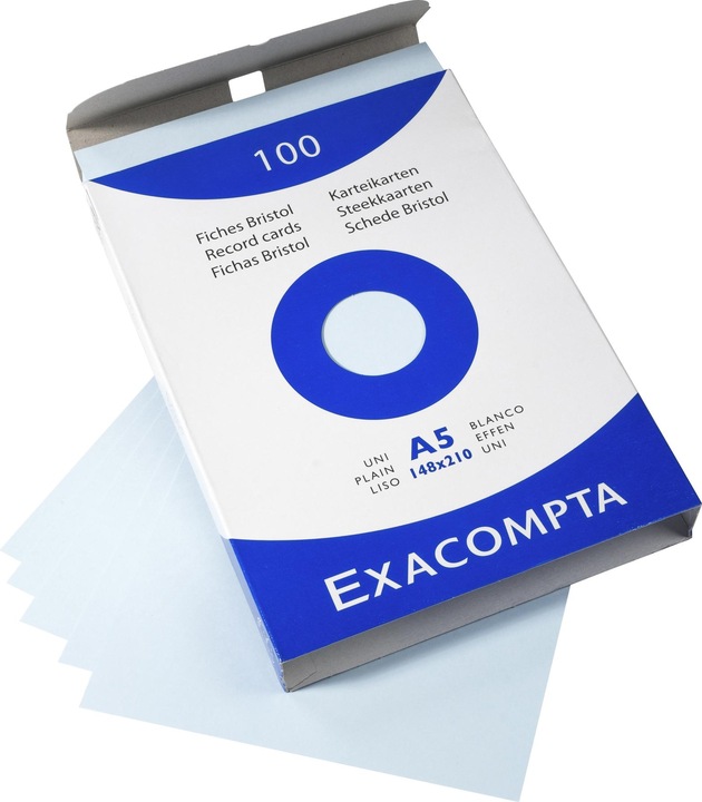 Image du produit Exacompta Fiches vierges bleues, 100 (A5, 205 g/m², 100 x)