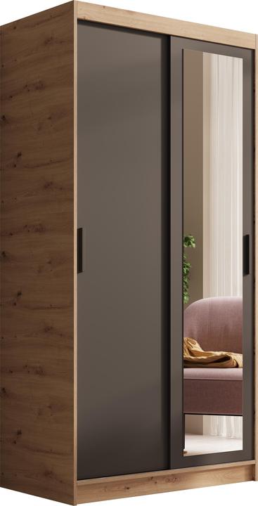 Actual product image ADRK Furniture Sliding-door wardrobe with mirror Hailey 100 (100 x 60 x 205 cm)